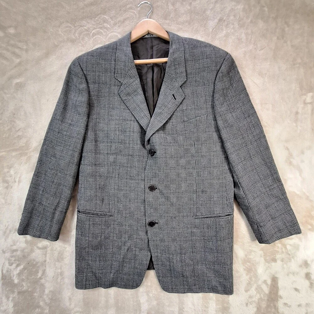 Giorgio Armani Blazer Mens 42R Glen Plaid Le Collezioni 3 Button Made in Italy